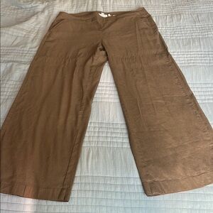Chico's Brown Wide Leg Pants, elastic waist, 100% linen, never worn